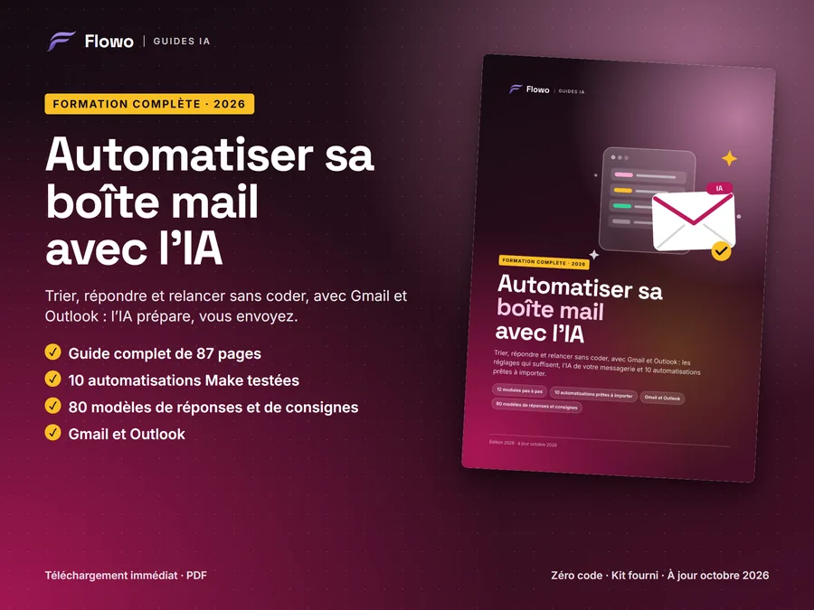 Couverture du guide « Automatiser sa boîte mail avec l’IA »